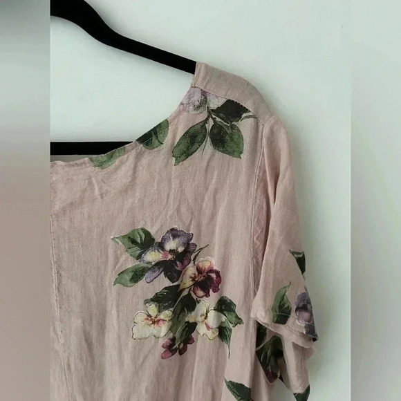 Made in Italy linen floral tunic top open side - Picture 11 of 12